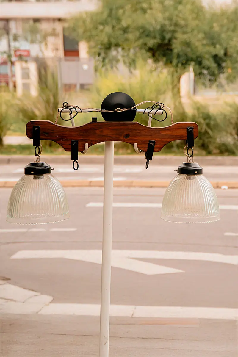 Lámparas colgantes vintage de madera y vidrio artesanal MAHUA